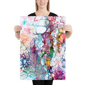 Mellemstor kunstplakat med et flot abstrakt design i skønne farver - perfekt til steder på vægge hvor der ikke er meget plads - Prime IV kunstplakat 50x70 cm