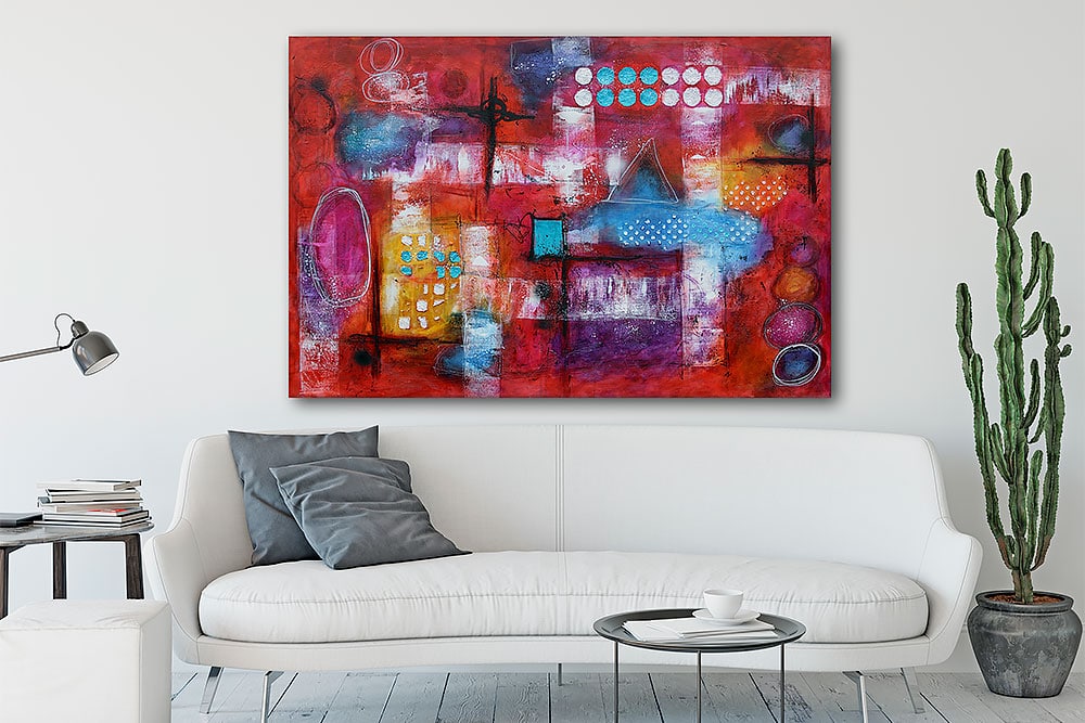 Store malerier er flotte billeder til væggen i stuen - Intuition I - 100x150 cm
