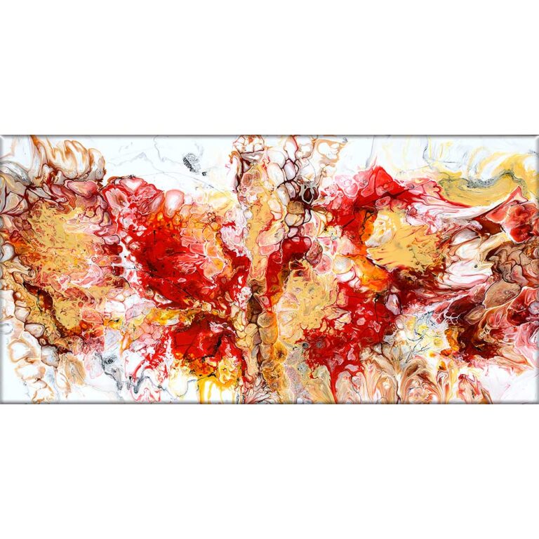 Abstrakt maleri i skønne farver er flot moderne kunst til hjemmet - Pulse I 70x140 cm