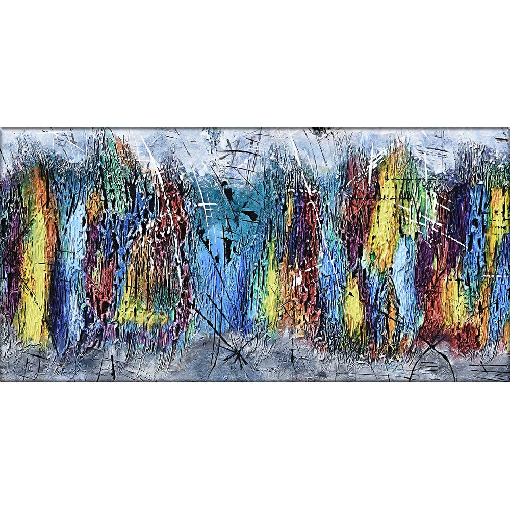 Maleri trykt på lærred i skønne farvetoner - Downtown I 70x140 cm
