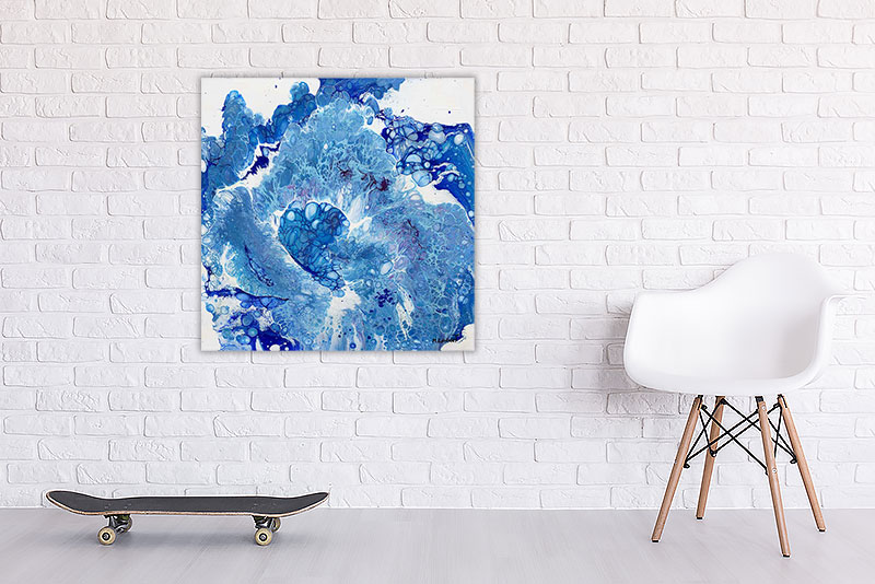 Abstrakt moderne maleri i blå farvenuancer - Blues I 60x60 cm