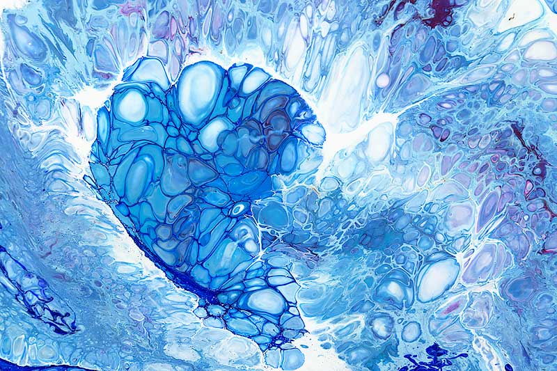Abstrakt maleri i flotte blå farver - Blues I 60x60 cm
