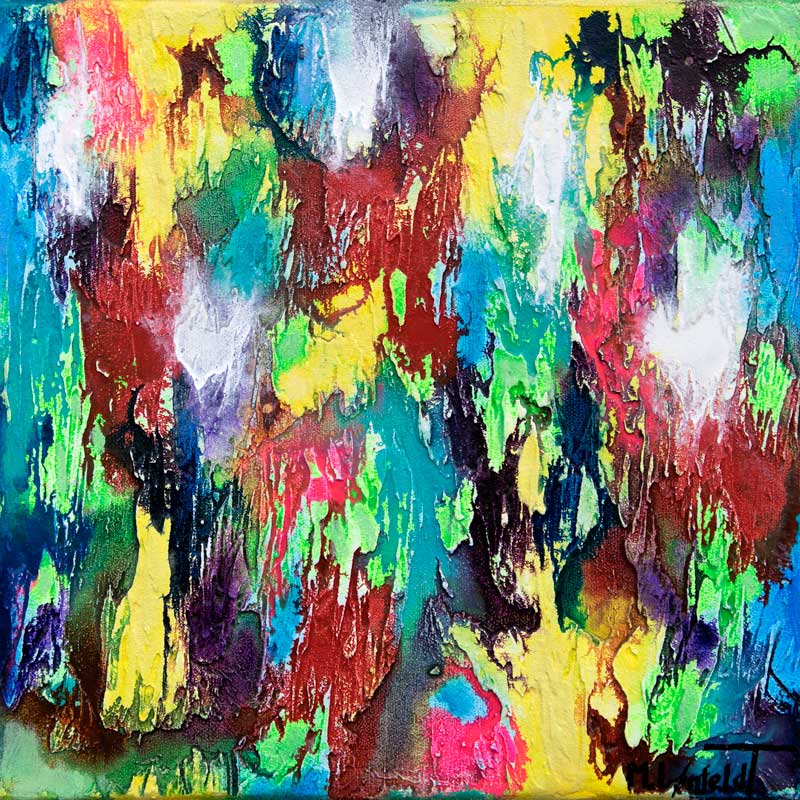Små malerier med farver lyser op i moderne stuer - Alteration I 30x30 cm