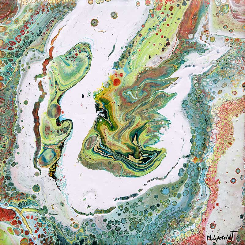 Flot maleri i lyse farvenuancer Fluctuation II 30x30 cm