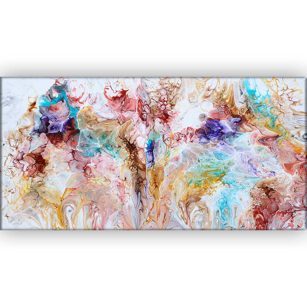 Moderne abstrakt maleri i elegante farver til væggen i stuen Dune I 70x140 cm