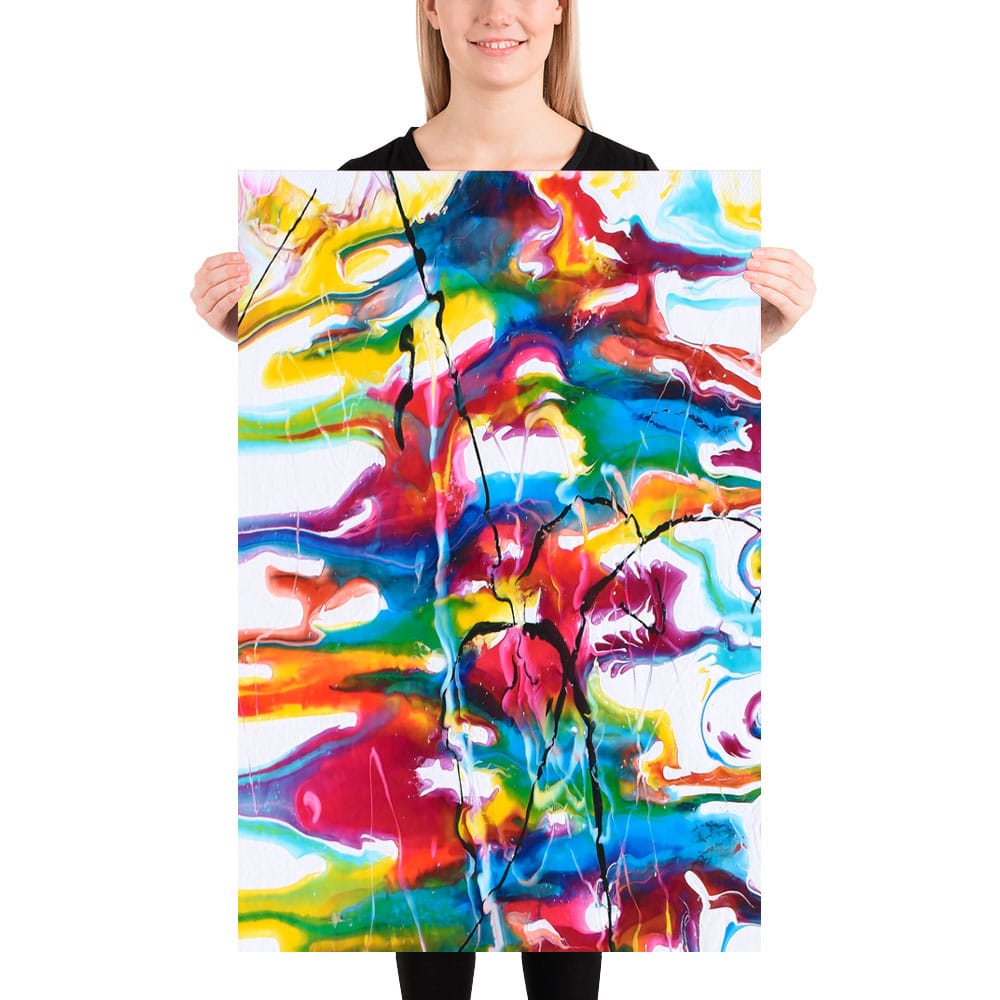 Eksklusiv farverig plakat i et pragtfuldt abstrakt design Heroic I 60x90 cm