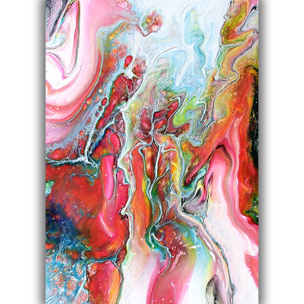 Fine art print med abstrakt kunst i flotte farver med fine detaljer Flows I