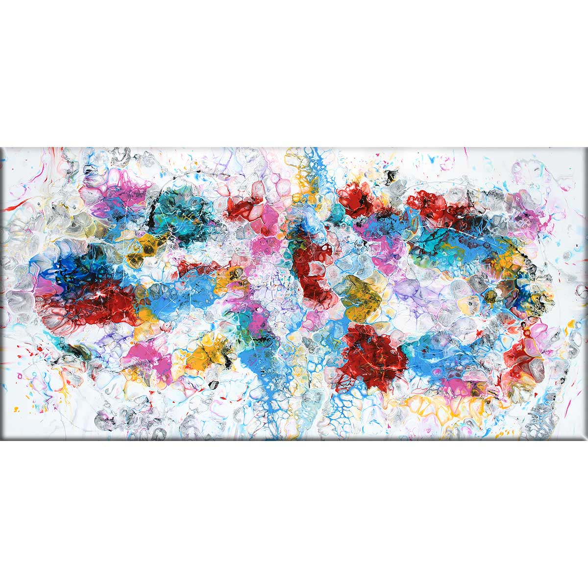 Abstrakt kunst akryl på lærred i moderne farver Unbound III 70x140 cm