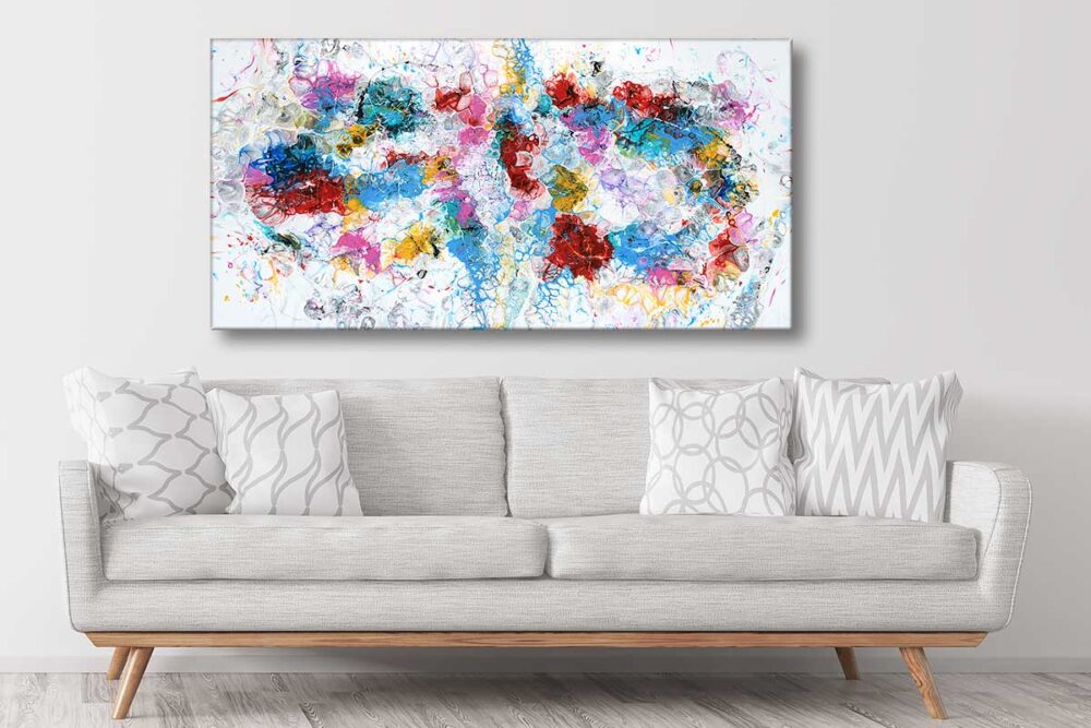Stort billede med akryl på lærred til din væg over sofaen Unbound III 70x140 cm