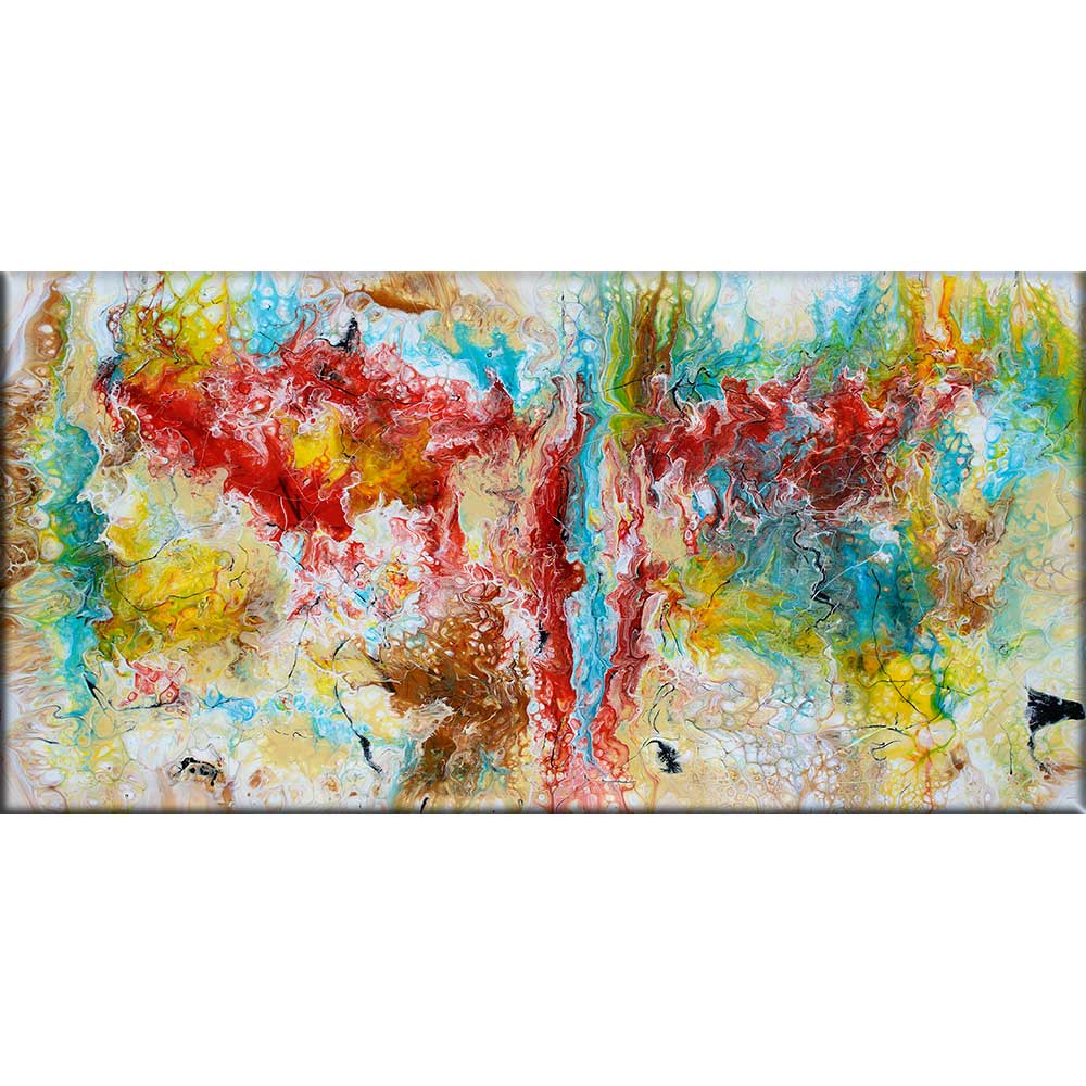 Farverigt abstrakt maleri i moderne stil Pulse III 70x140 cm
