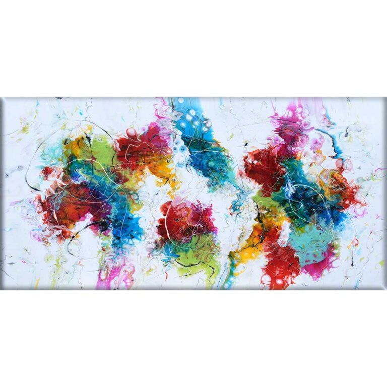 Abstrakt maleri med dejlige farver i et unikt kunstdesign Stellar I 70x140 cm