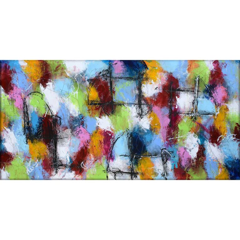 Akryl maleri med moderne farver i et stilfuldt kunstdesign Haze I 70x140 cm