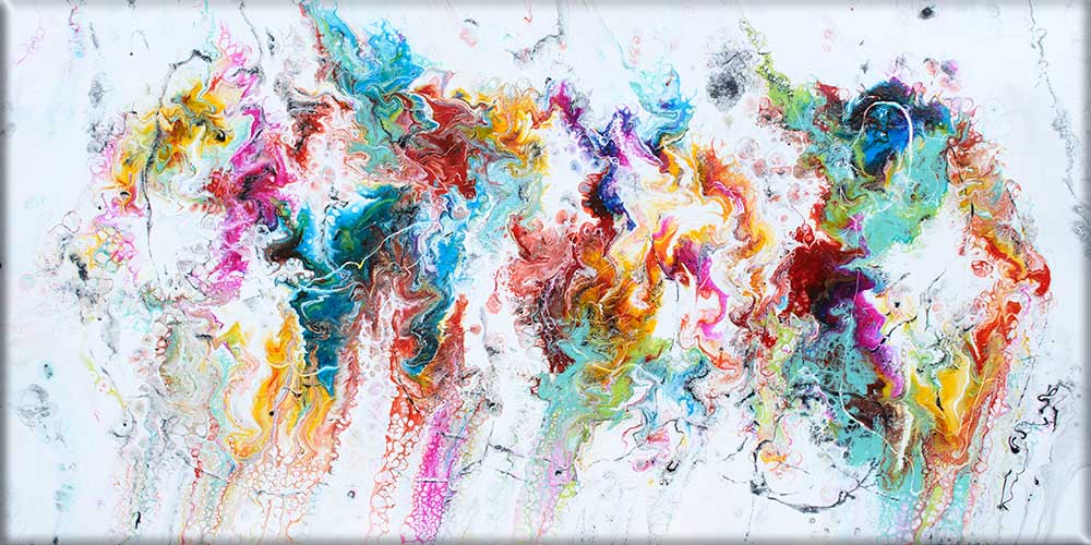 Maleri i nonfigurativ stil med skønne farver Unite III 70x140 cm
