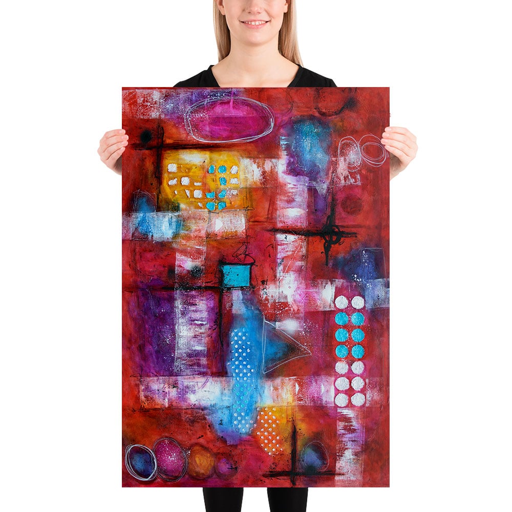 Abstrakt kunstplakat i røde farver Intuition I 60x90 cm