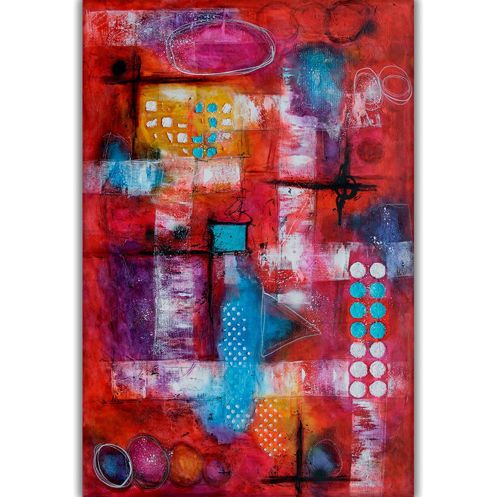 Canvas billede med kunst i røde farver Intuition I 100x150 cm