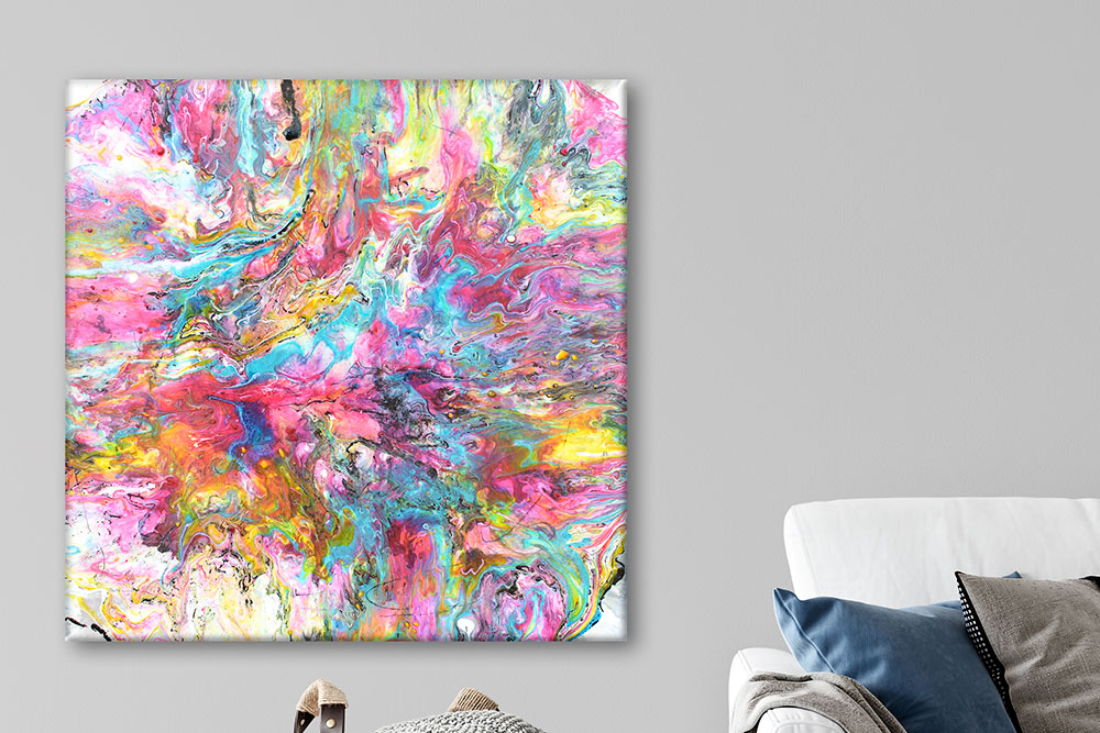 Malerier abstrakt med flotte farver