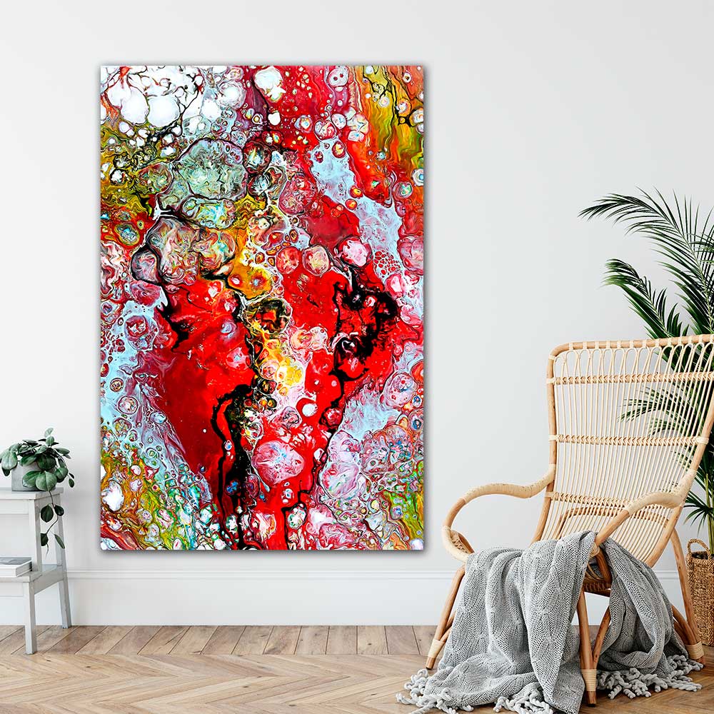 farverig moderne kunstplakat med skønne røde farver og flotte detaljer