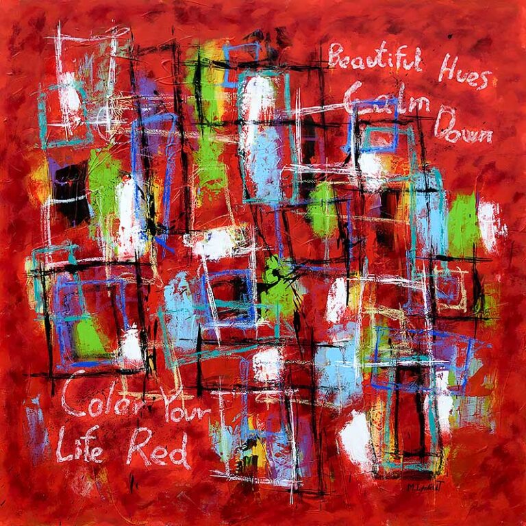 Maleri med røde farver Abstract Colors VI 100x100 cm