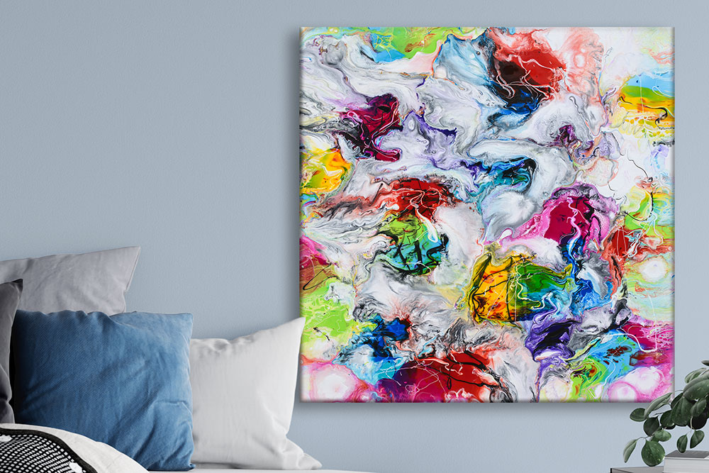 Abstrakt maleri til hjemmet Mindful I 60x60 cm
