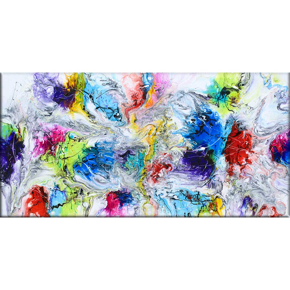 forslag Aubergine Orkan Akryl billede med flotte stærke farver i abstrakt design i 70x140 cm