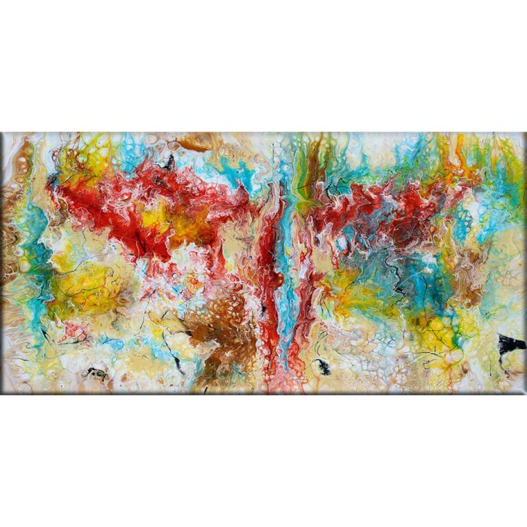 Farverigt abstrakt maleri Pulse III 70x140 cm