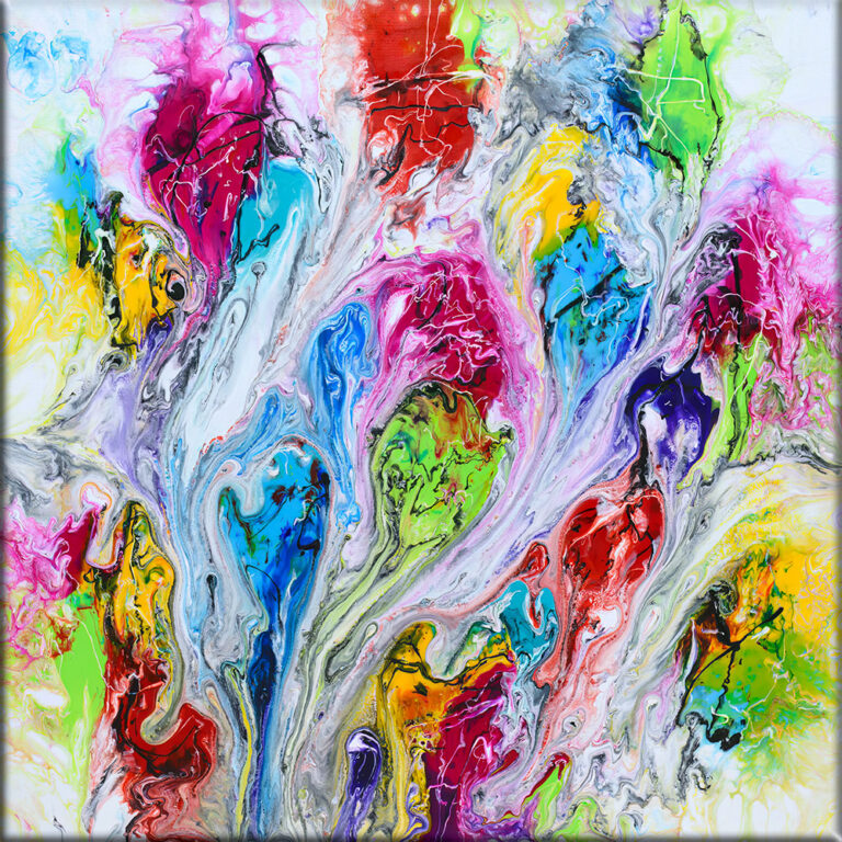 Farverigt maleri Mindful II 80x80 cm