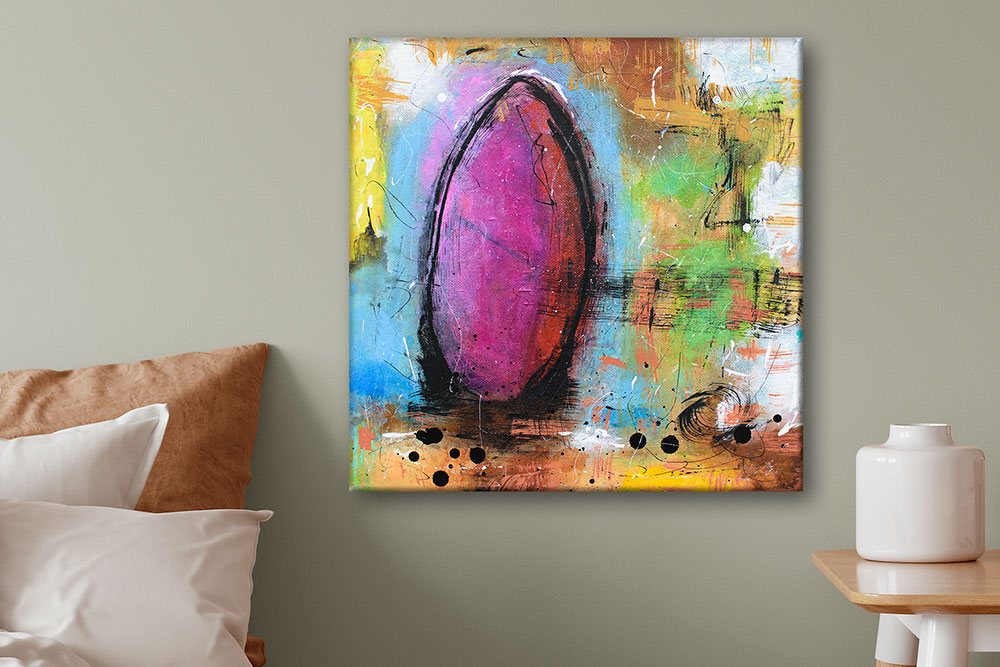 Farverigt maleri til soveværelset Heat I 40x40 cm