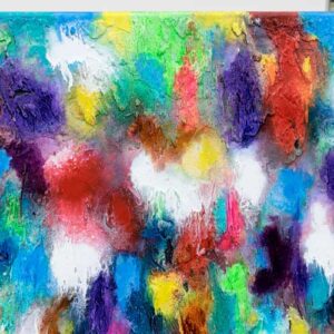 Hjørneudsnit af maleri med dejlige farver Alteration III 80x60 cm