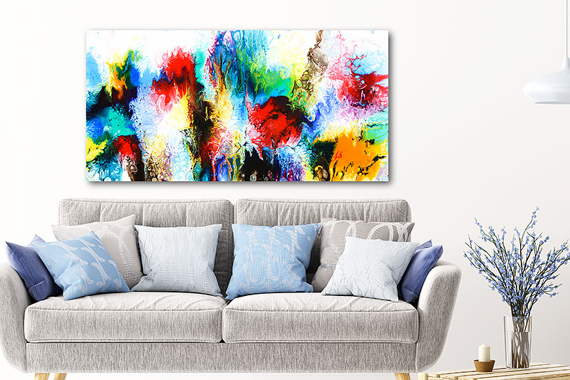 Maleri i smukke farver til boligen Elevation IV 70x140 cm