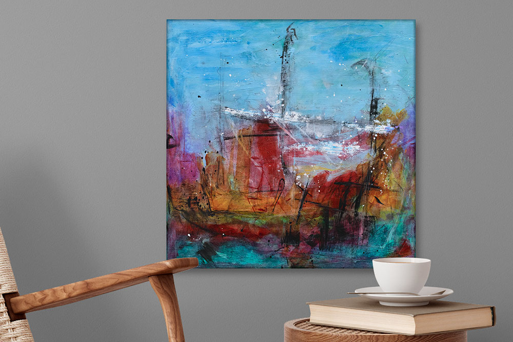 Moderne maleri med farver til stuen Thoughts I 40x40 cm