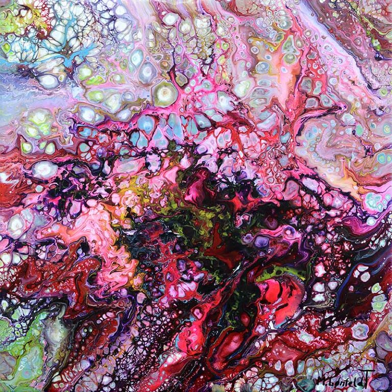 Lille farverigt maleri Passion I 30x30 cm