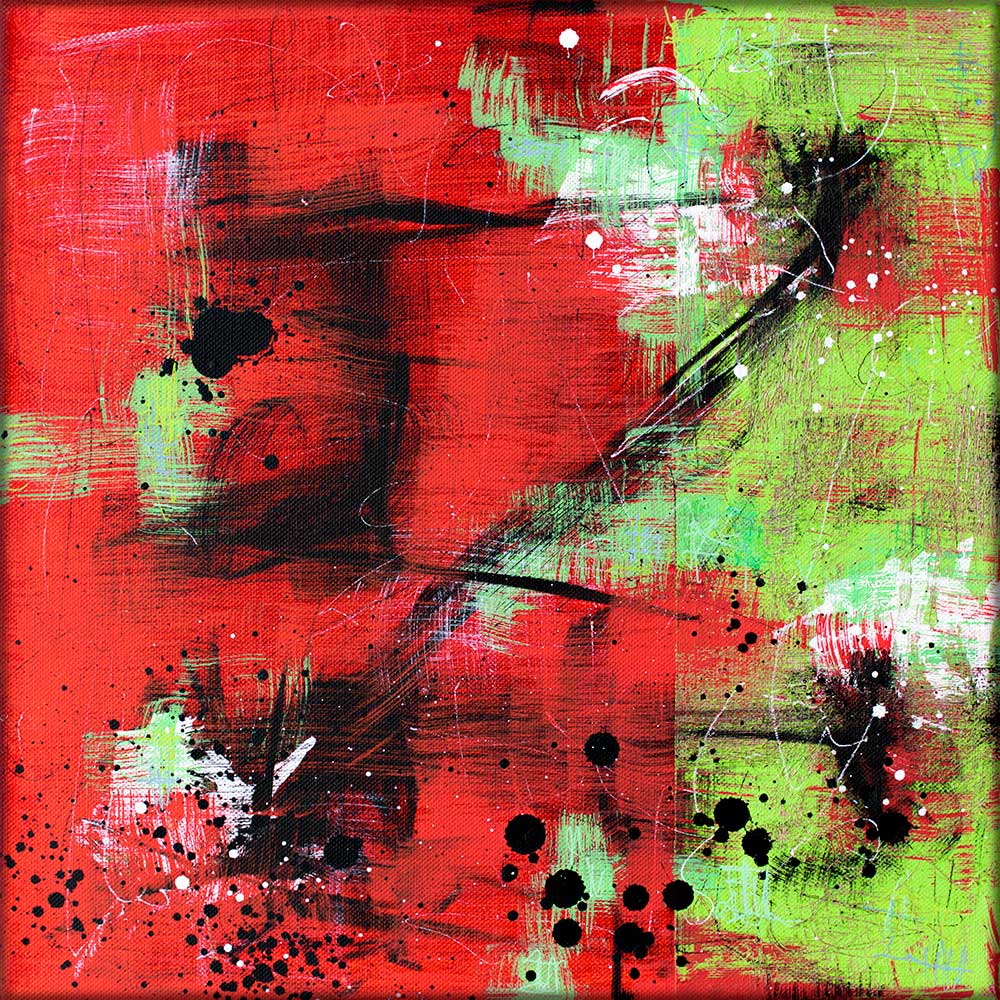 Rødt abstrakt maleri Ease I 40x40 cm