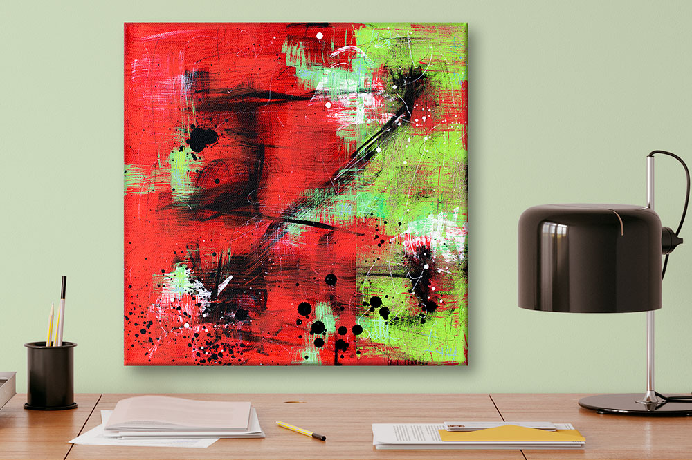 Rødt abstrakt maleri til væggen Ease I 40x40 cm