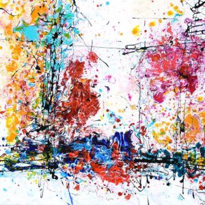 Udsnit af stort billede i flotte farver Eruption I 100x200 cm