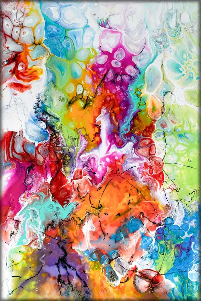 Farverigt tryk p&aring; canvas Fusion VII