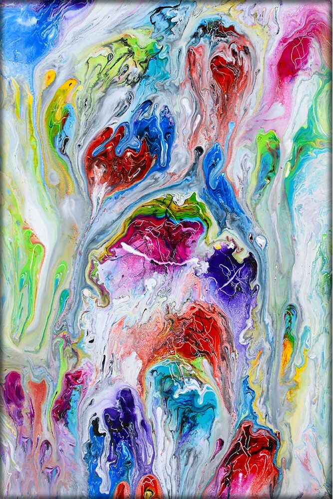 Print p&aring; l&aelig;rred farverigt Mindful III