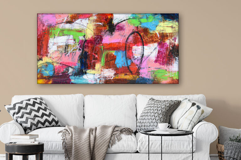 Farverigt kunst maleri til stuen Passion II