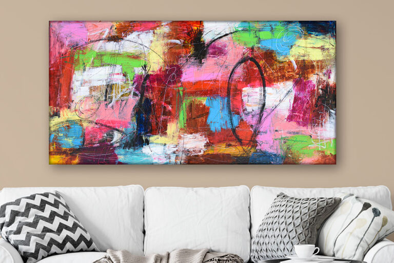 Farverige malerier til stuen