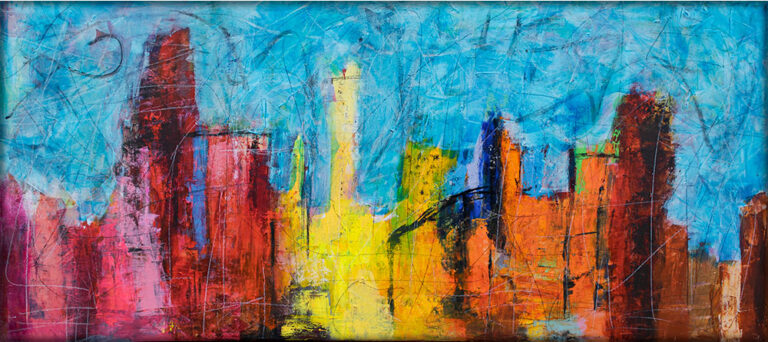 Skyline V &ndash; stort by maleri