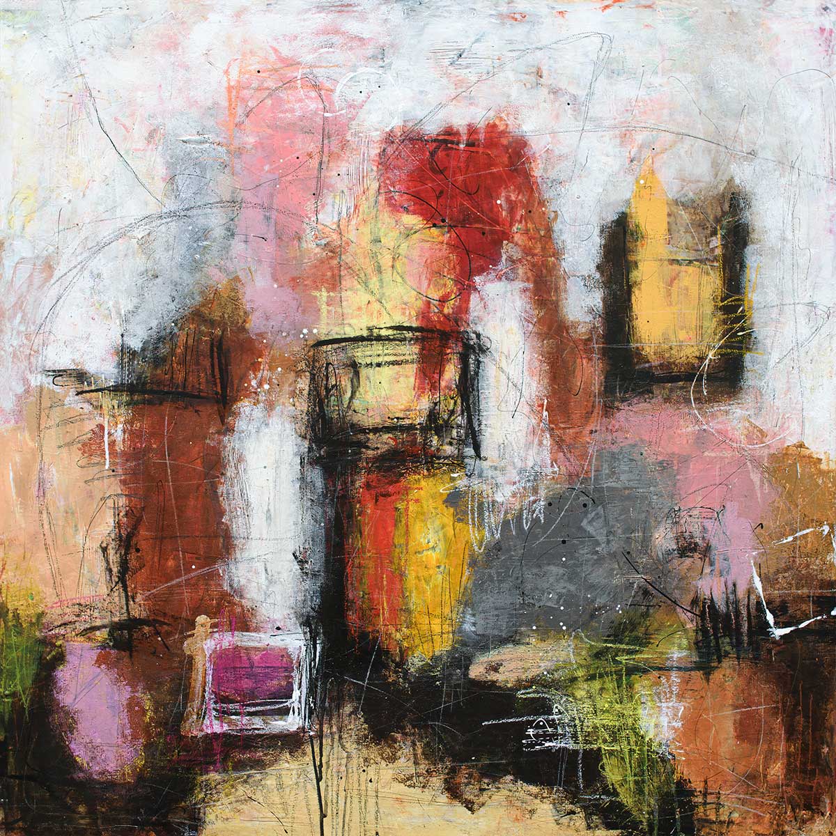 Akryl malerier fra Michael Lønfeldt med markant farvebalance og ro i udtrykket