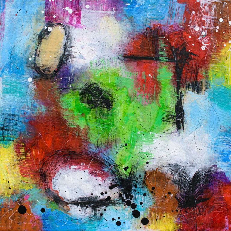 Lille maleri af Michael Lønfeldt med markante farver og sanselig overflade, anbefalet til nicher og mindre ophæng hvor karakter og dybde er afgørende