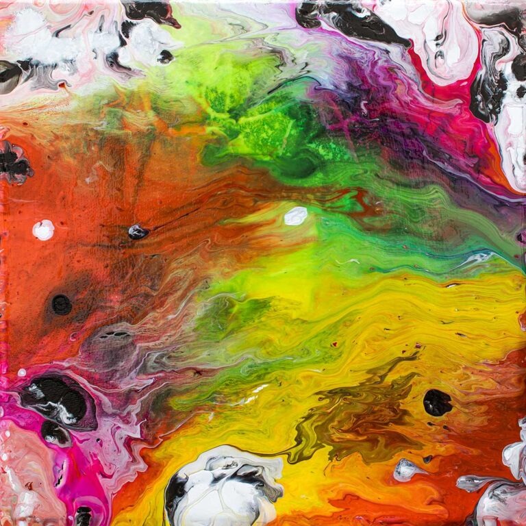 Lille maleri af Michael Lønfeldt med rolig komposition og afstemte farver, udvalgt som et stabilt visuelt holdepunkt til små vægflader i stuen