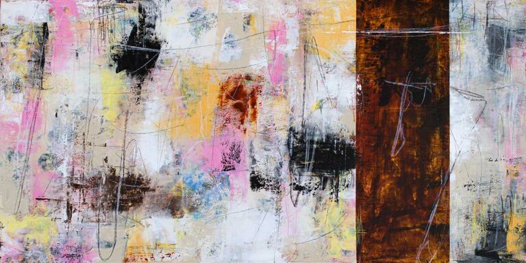 Maleri i moderne stil der skaber ro og sammenhæng i indretningen