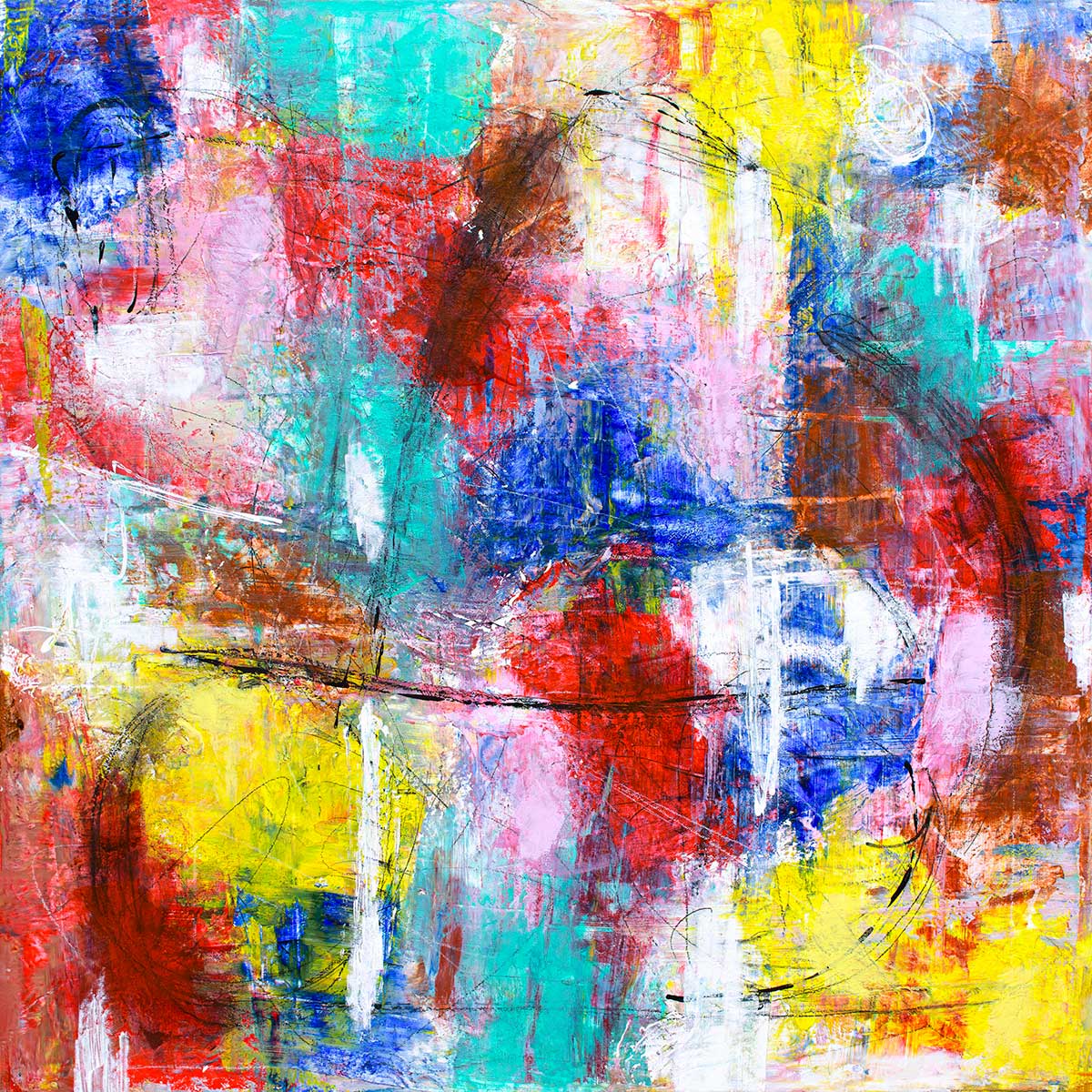 Malerier til stuen med kraftig, levende struktur og markant udtryk, velegnet som centralt blikfang i stuen