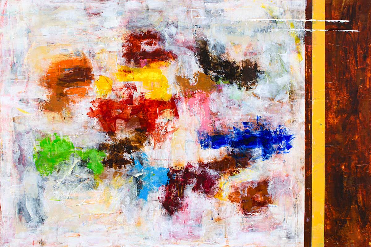 Stort moderne maleri med tydeligt fokus og klar retning