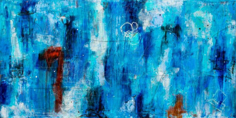 Tides I - stor plakat i bl&aring; farver