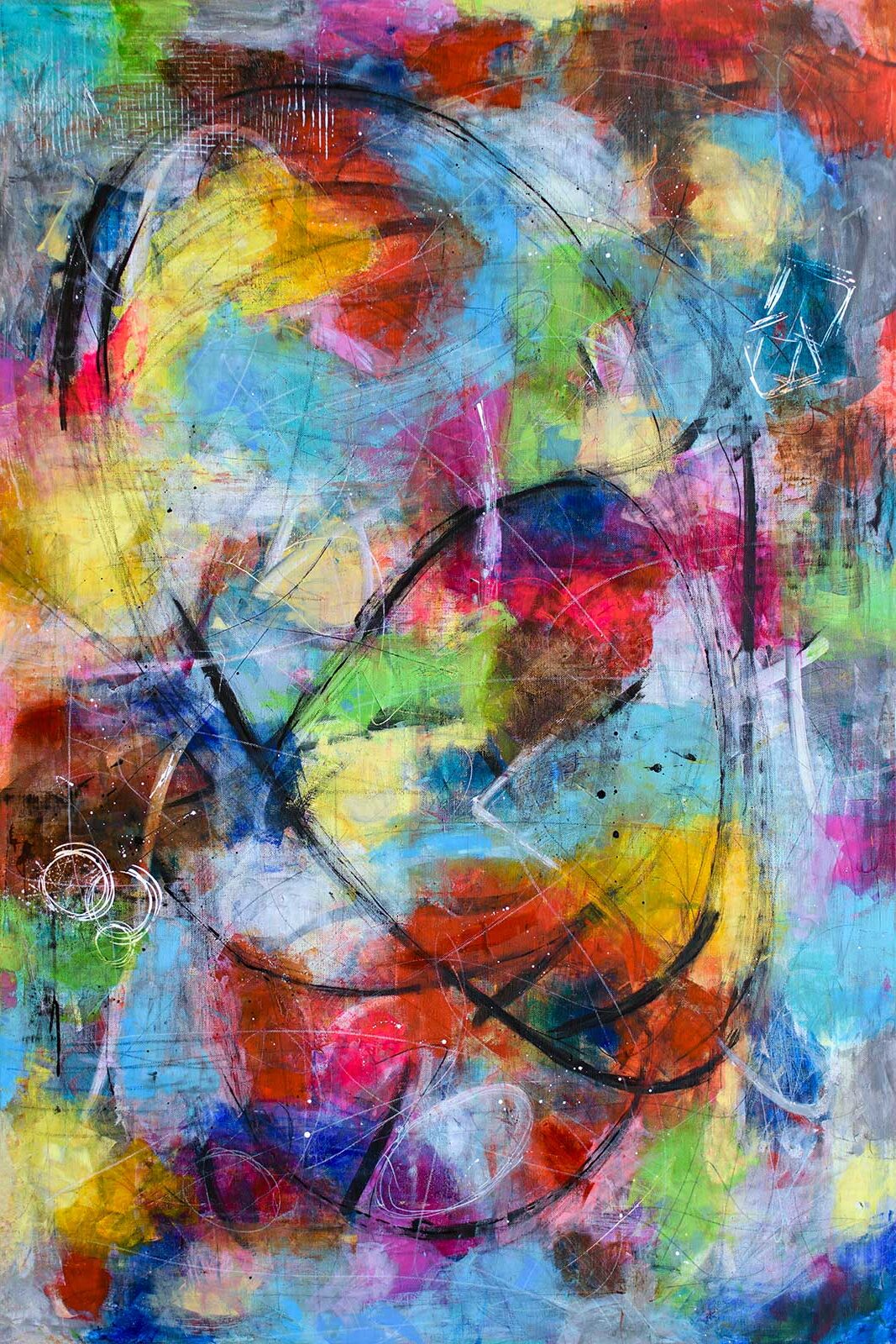 Unik original abstrakt kunst med dybe grønne nuancer og lagopbygget struktur, der er et godt match til moderne hjem med fokus på farver og balance