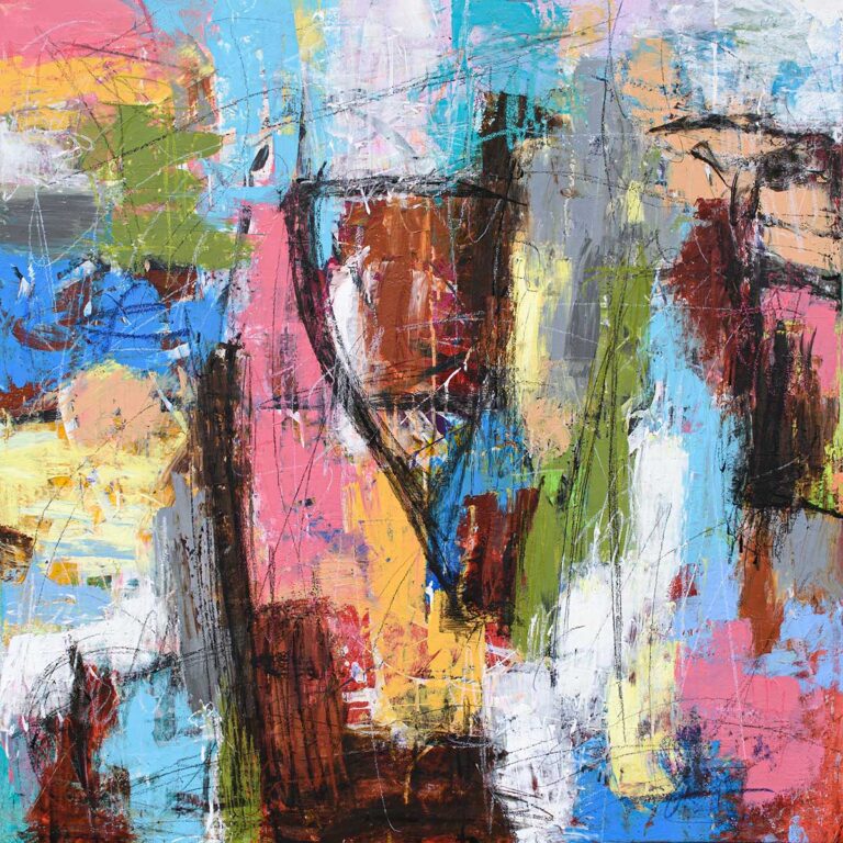 Moderne lærredsbilleder med stram komposition og klare farvefelter