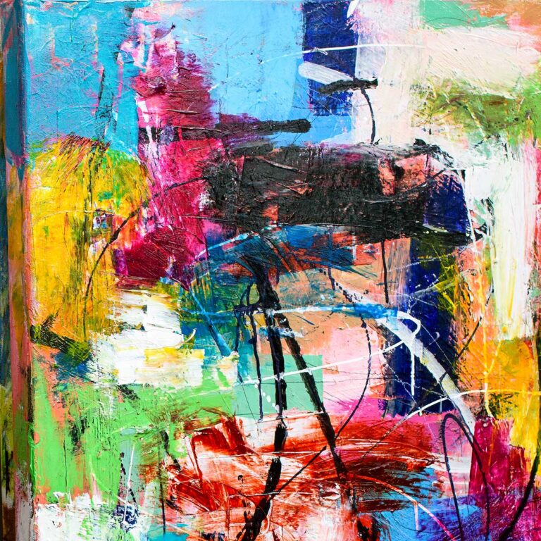 Akrylmaling i kunstnerkvalitet med synlige undertoner og transparens på lærred