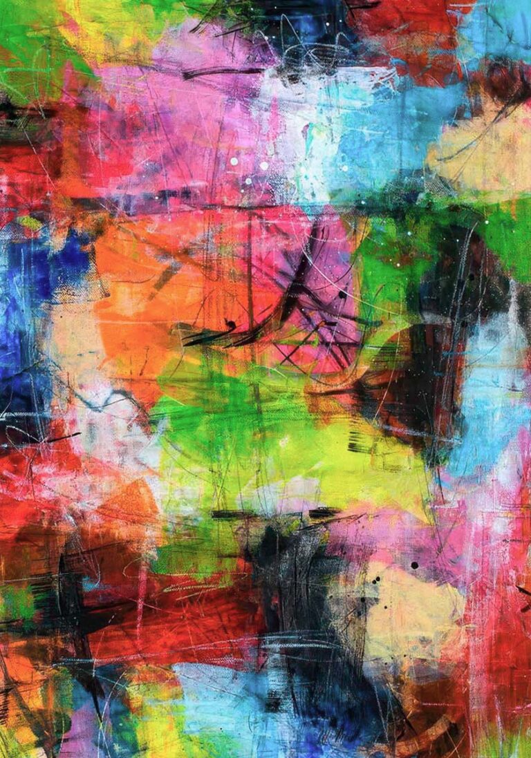 Kæmpe plakater til stuen med farverige kunstmotiver som markant blikfang i rummet